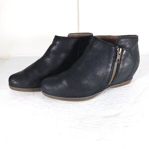 Dansko Women's Leyla US5-5,5 EU36 Black Leather Ankle Hidden Wedge Boots
